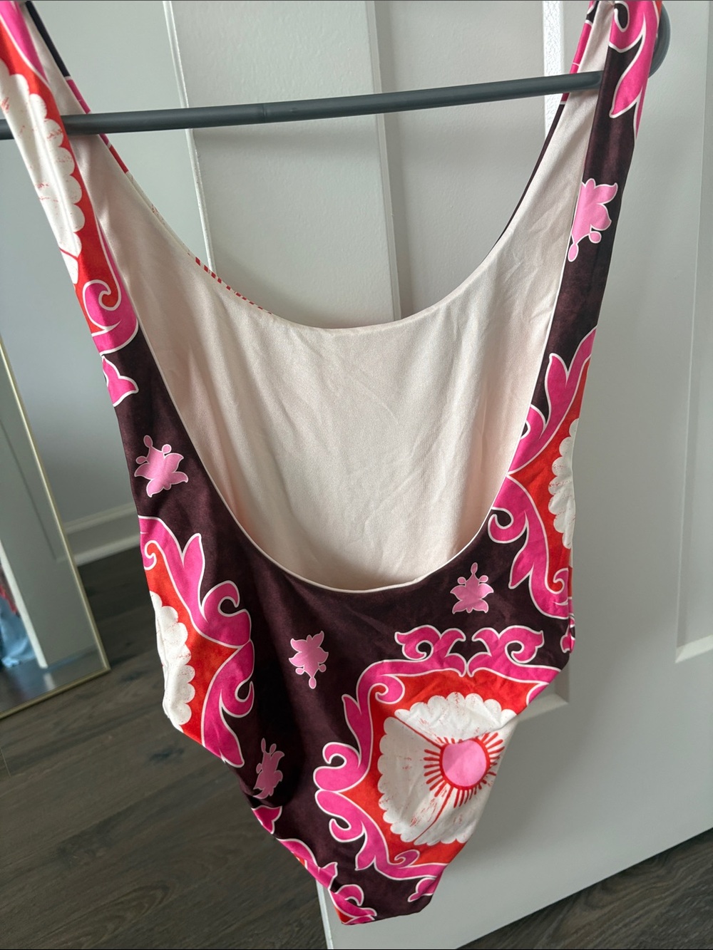 Free People Pink Red Brown Floral One-Piece Swimsuit - Picture 2 of 4